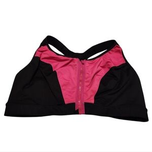 Women’s 46F Lane Bryant Livi Active Black/Pink Front Close No-Wire Sports Bra